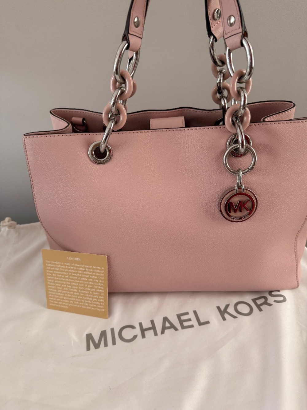 Michael Kors Cynthia Satchel Medium Handbag Pale Pink Shoulder Bag